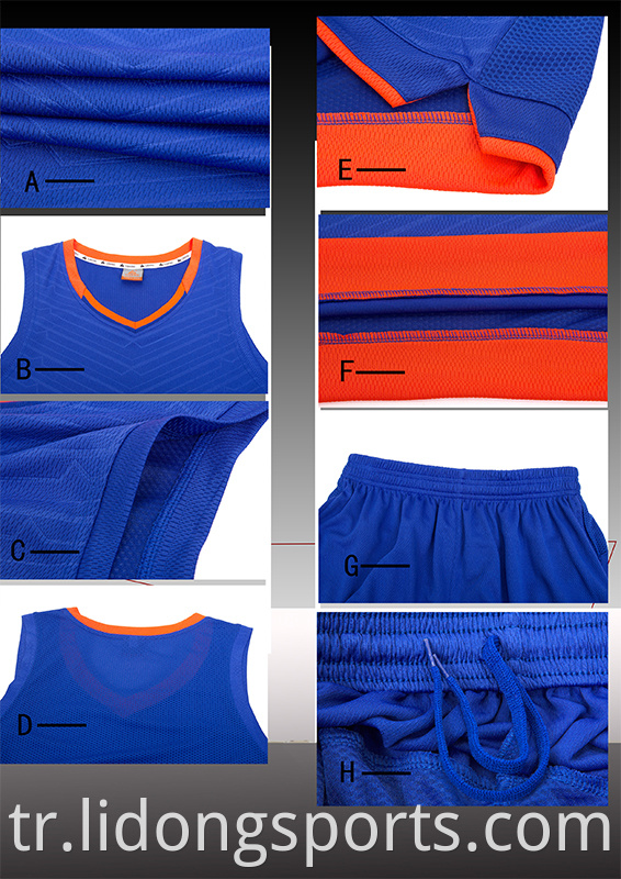 Son Basketbol Forması Tekdüzen Tasarım Renk Mavi Basketbol Süblimasyon Jersey Toptan